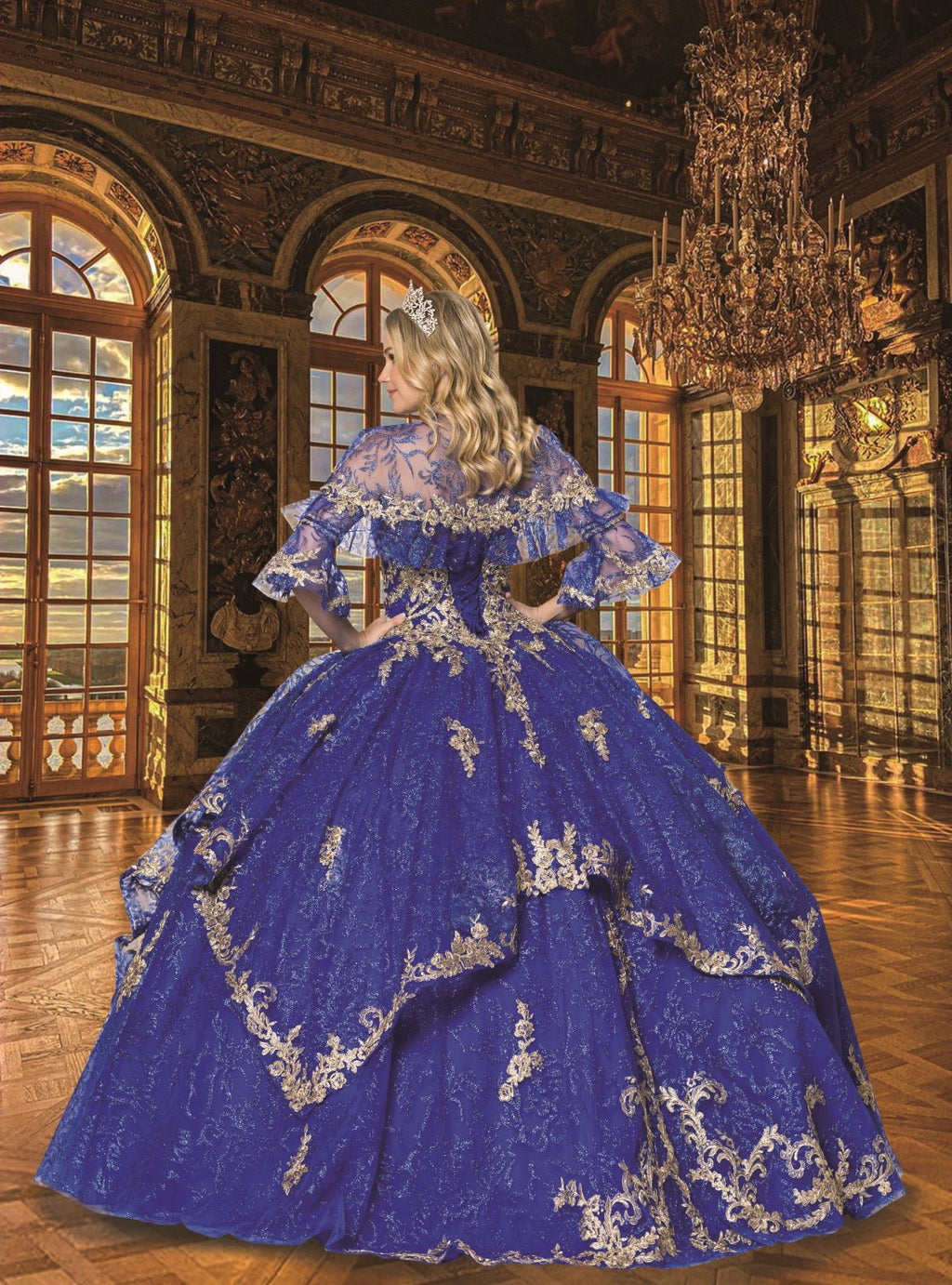 Royal Blue & Gold Quinceañera Ball Gown - Luzilly Bridal & Apparel
