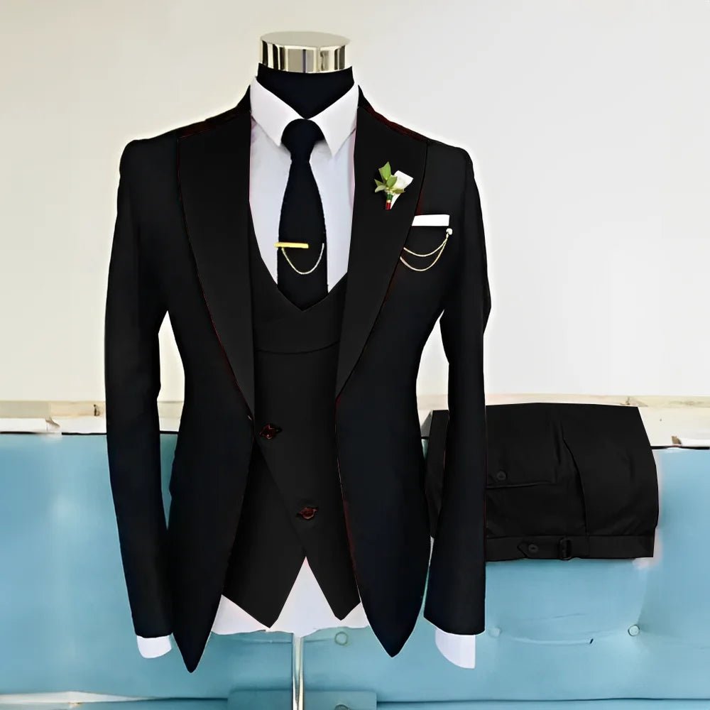 Royal Blue Three-Piece Wool-Blend Groom Tuxedo - Luzilly Bridal & Apparel