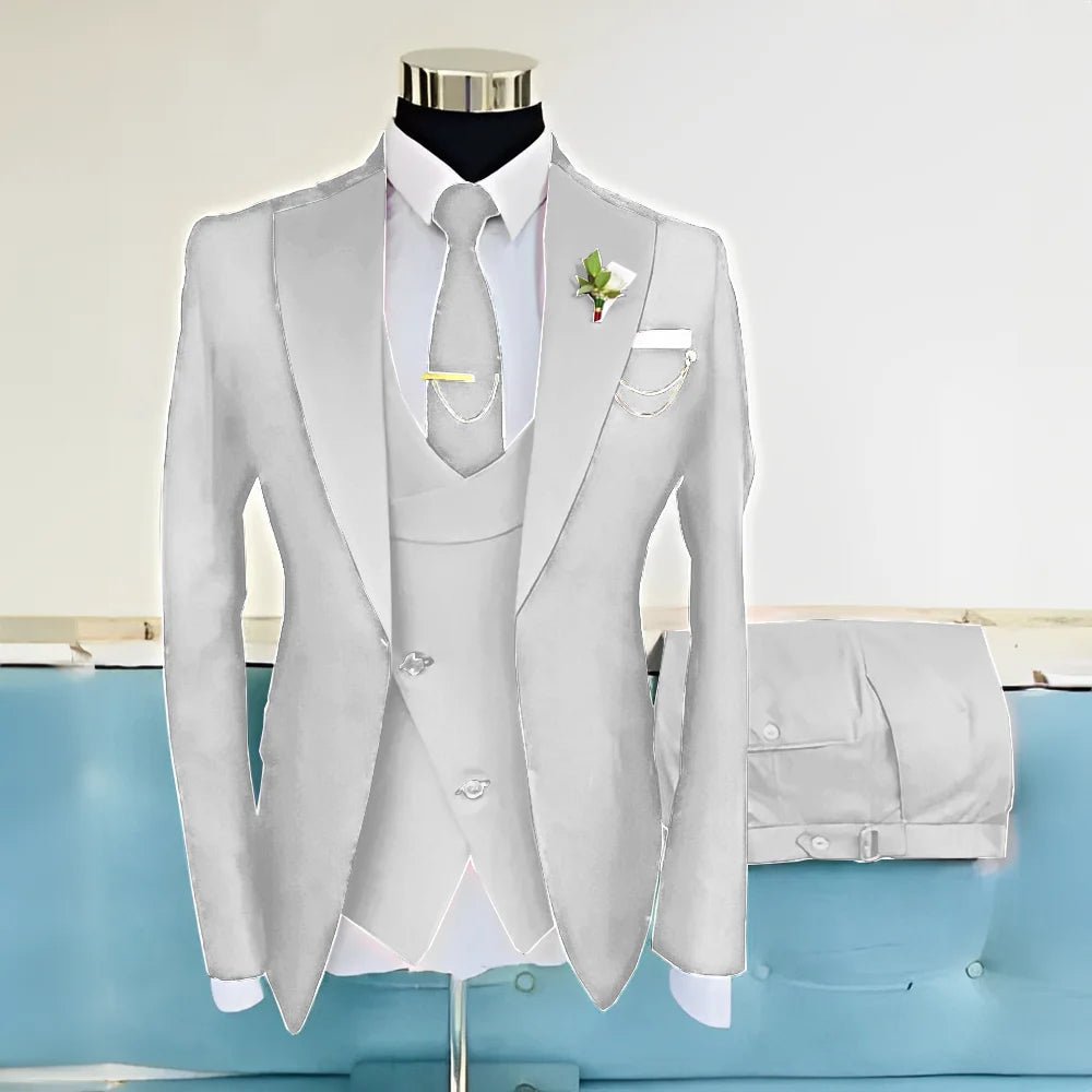 Royal Blue Three-Piece Wool-Blend Groom Tuxedo - Luzilly Bridal & Apparel