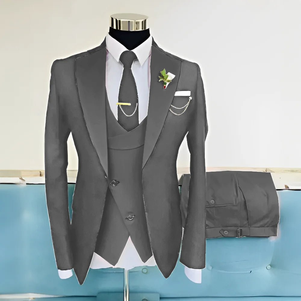 Royal Blue Three-Piece Wool-Blend Groom Tuxedo - Luzilly Bridal & Apparel