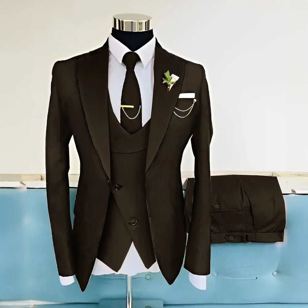 Royal Blue Three-Piece Wool-Blend Groom Tuxedo - Luzilly Bridal & Apparel