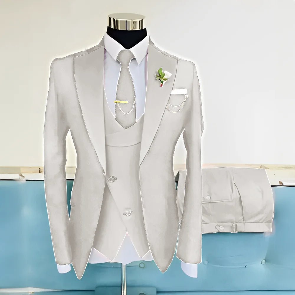Royal Blue Three-Piece Wool-Blend Groom Tuxedo - Luzilly Bridal & Apparel