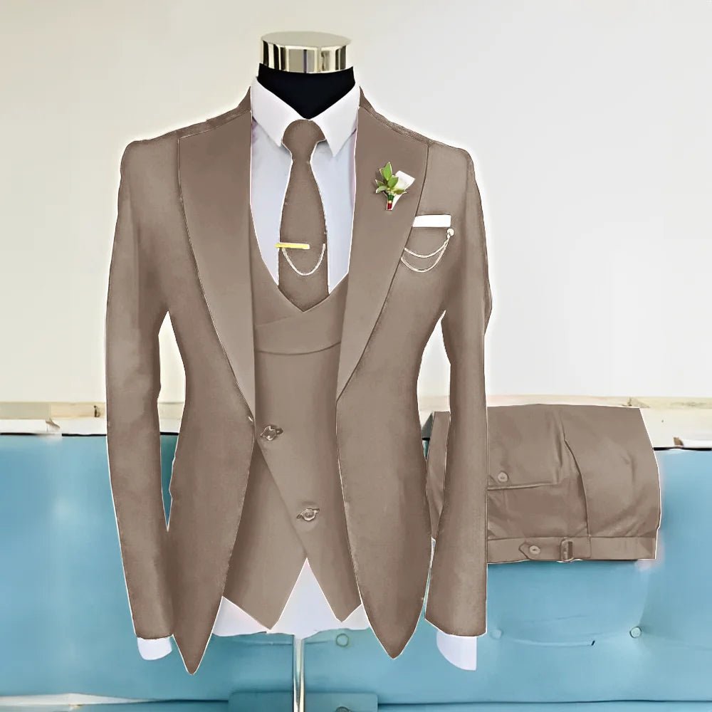 Royal Blue Three-Piece Wool-Blend Groom Tuxedo - Luzilly Bridal & Apparel
