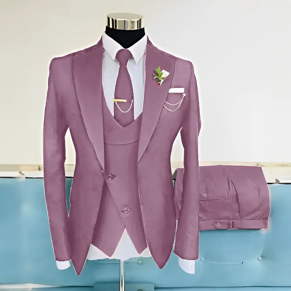 Royal Blue Three-Piece Wool-Blend Groom Tuxedo - Luzilly Bridal & Apparel