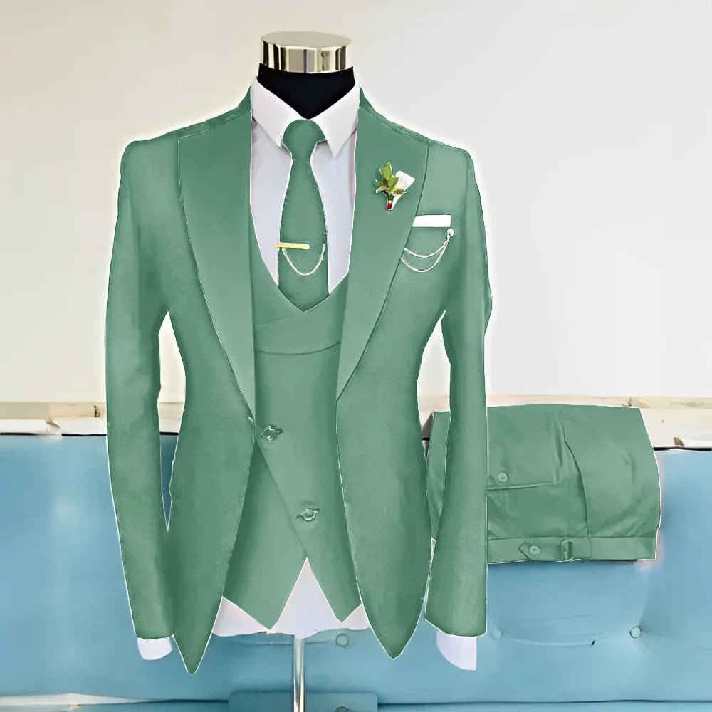 Royal Blue Three-Piece Wool-Blend Groom Tuxedo - Luzilly Bridal & Apparel