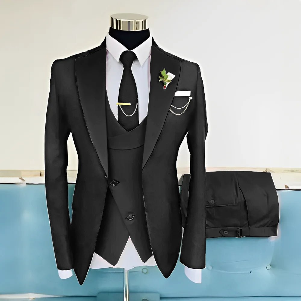 Royal Blue Three-Piece Wool-Blend Groom Tuxedo - Luzilly Bridal & Apparel