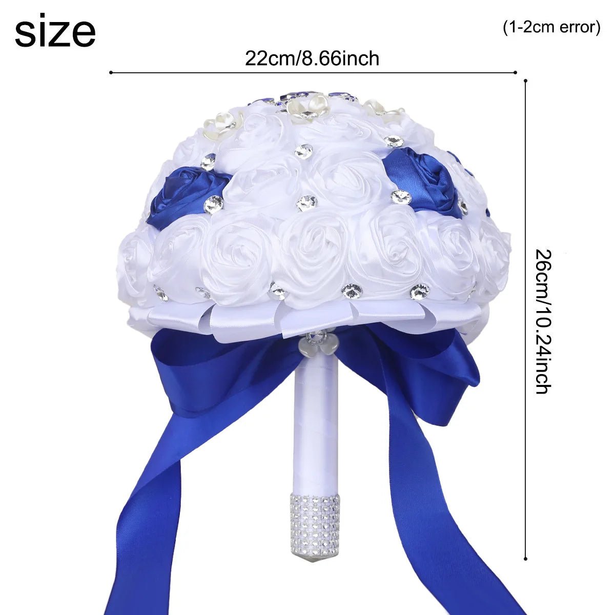 Royal Blue & White Satin Rose Quinceañera Bouquet - Luzilly Bridal & Apparel