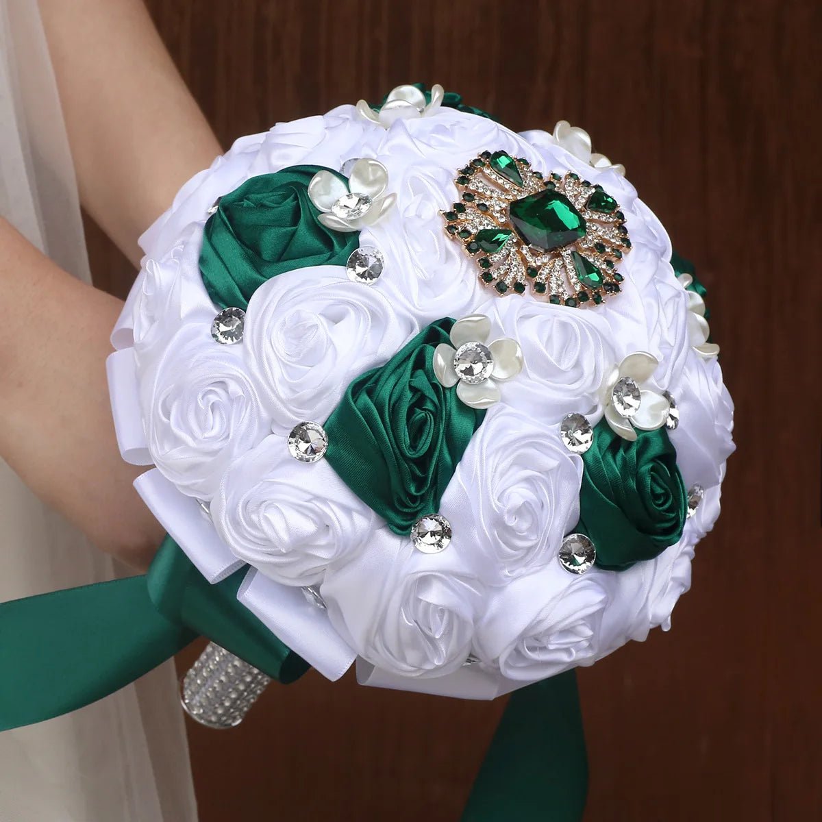 Royal Blue & White Satin Rose Quinceañera Bouquet - Luzilly Bridal & Apparel