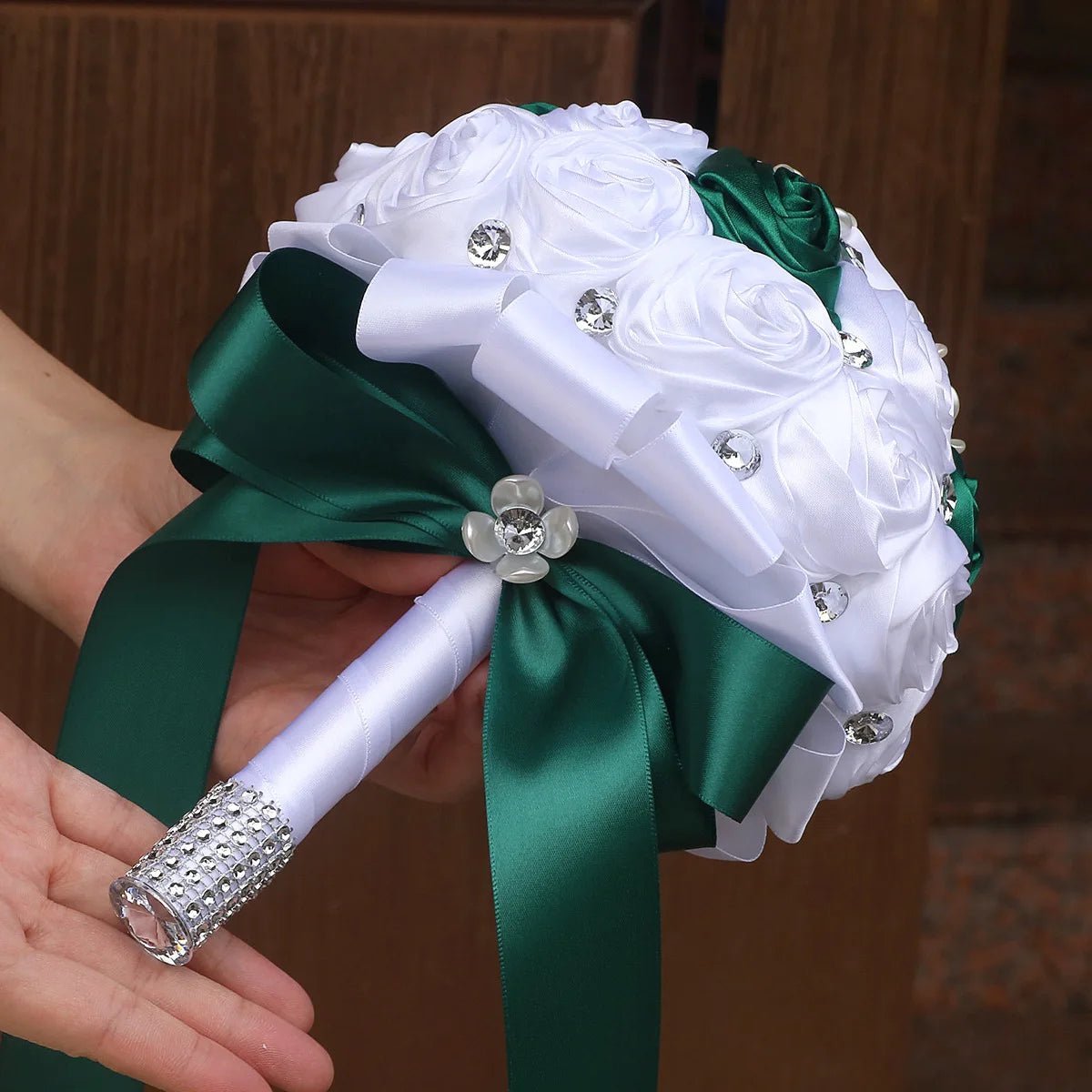 Royal Blue & White Satin Rose Quinceañera Bouquet - Luzilly Bridal & Apparel
