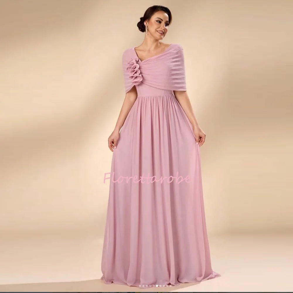 Ruched A-Line Floor-Length Mother of the Bride Dress - Luzilly Bridal & Apparel
