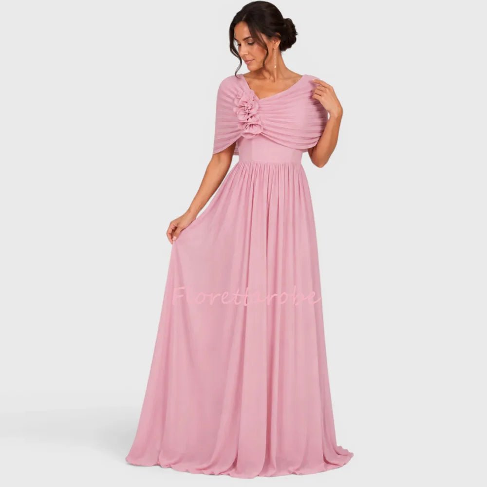 Ruched A-Line Floor-Length Mother of the Bride Dress - Luzilly Bridal & Apparel