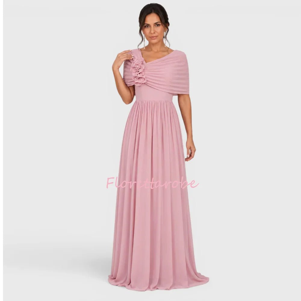 Ruched A-Line Floor-Length Mother of the Bride Dress - Luzilly Bridal & Apparel