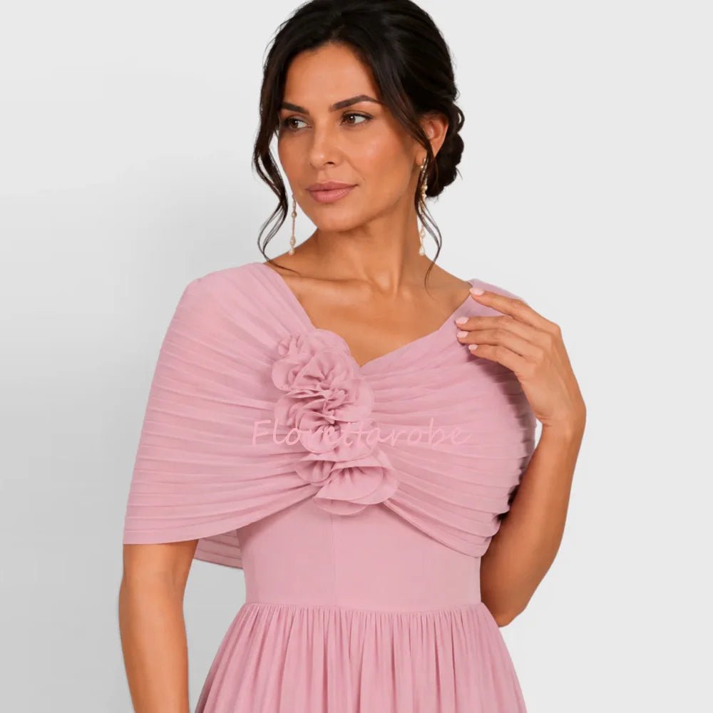 Ruched A-Line Floor-Length Mother of the Bride Dress - Luzilly Bridal & Apparel