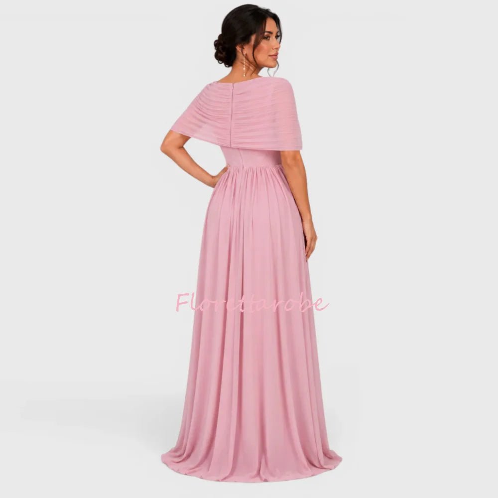Ruched A-Line Floor-Length Mother of the Bride Dress - Luzilly Bridal & Apparel