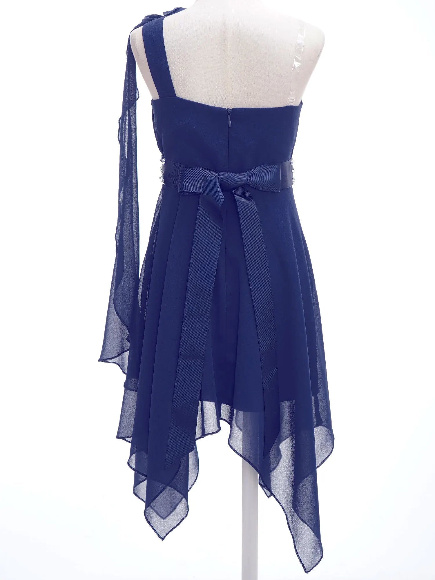 Ruched Appliqué Chiffon Girls Party Dress - Luzilly Bridal & Apparel