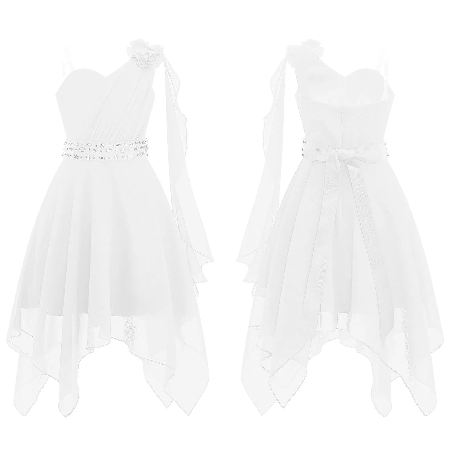 Ruched Appliqué Chiffon Girls Party Dress - Luzilly Bridal & Apparel