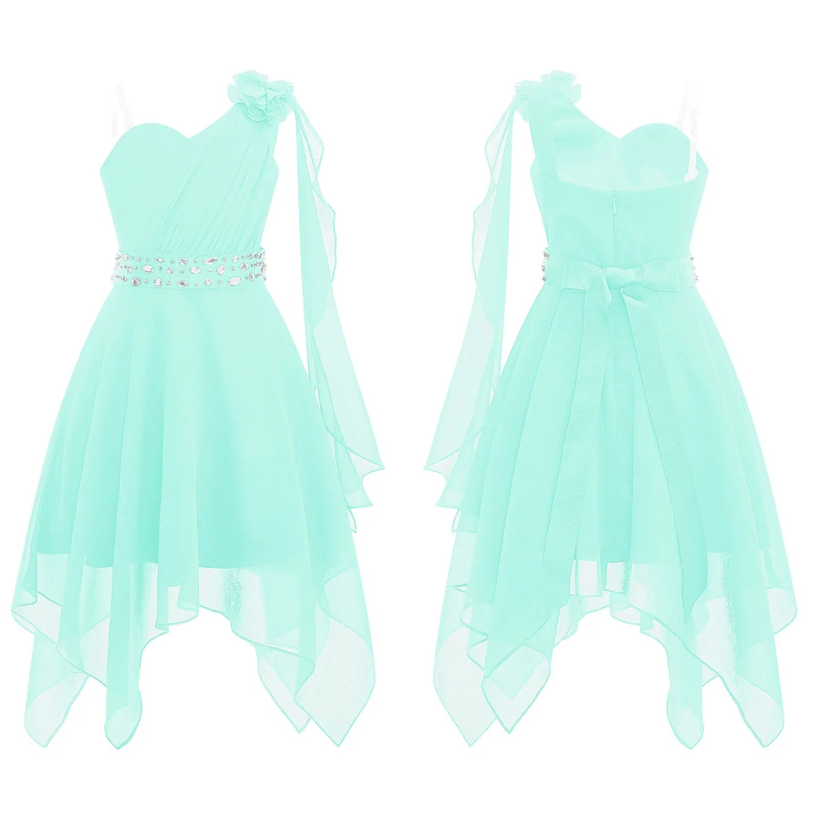 Ruched Appliqué Chiffon Girls Party Dress - Luzilly Bridal & Apparel