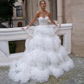 Ruched Tulle Strapless Applique Wedding Dress - Luzilly Bridal & Apparel