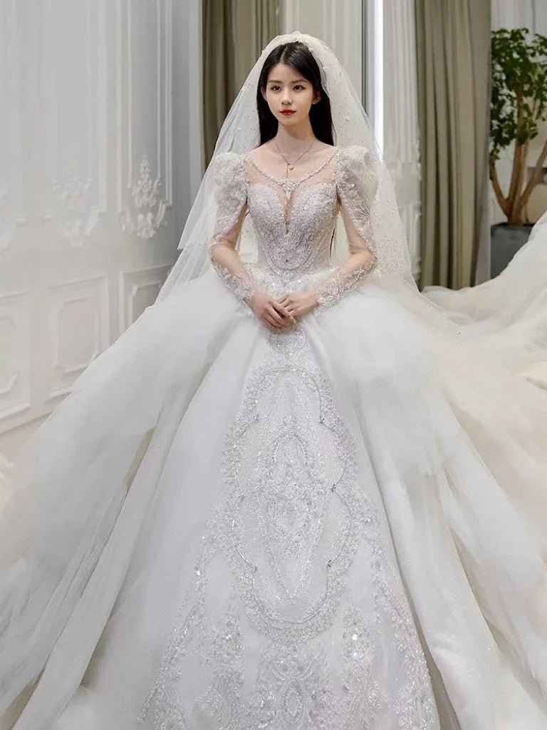 Ruffle White French Elegant Wedding Dress ED6401 - Luzilly Bridal & Apparel
