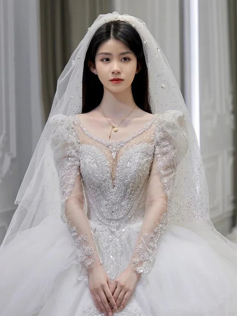 Ruffle White French Elegant Wedding Dress ED6401 - Luzilly Bridal & Apparel