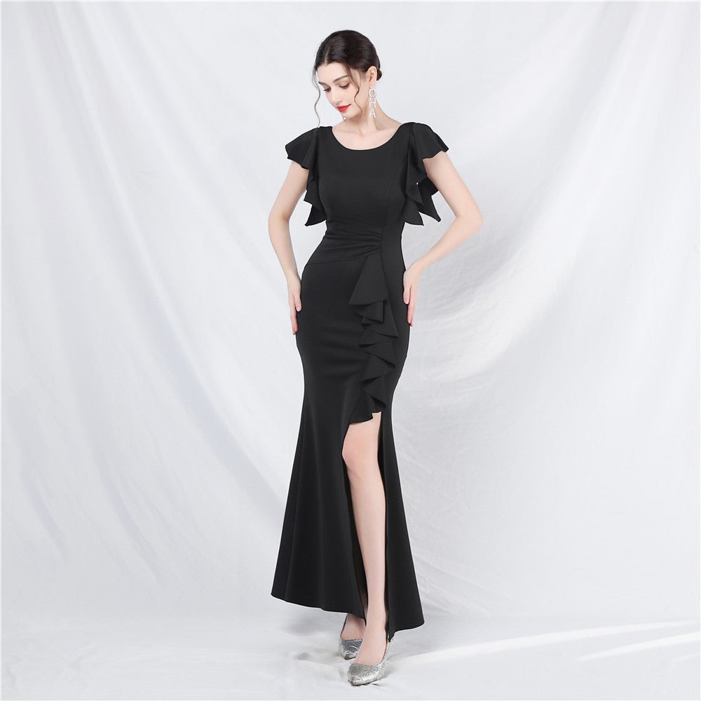Ruffled Butterfly-Sleeve Cocktail Dress - Luzilly Bridal & Apparel