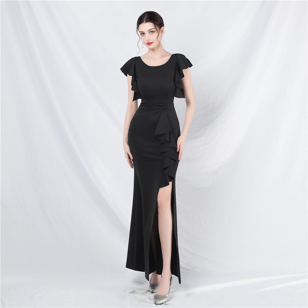 Ruffled Butterfly-Sleeve Cocktail Dress - Luzilly Bridal & Apparel