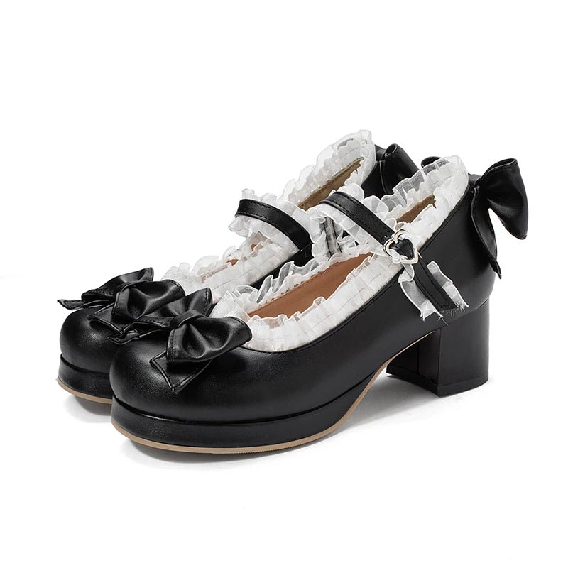 Ruffled Lace Bow Bridal Heels - Luzilly Bridal & Apparel