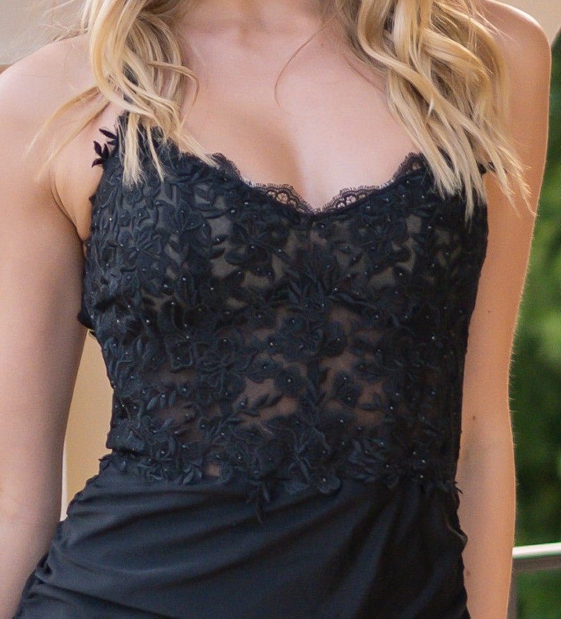 Rylie Gown - Black - Stretch Fitted Dress With Lace Bodice - Luzilly Bridal & Apparel