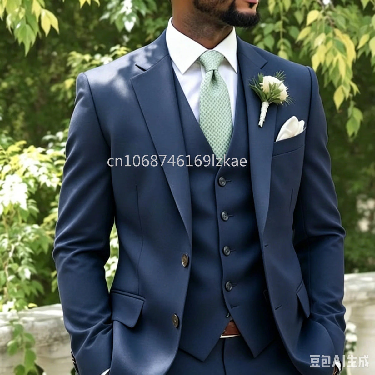 Sage Green Three-Piece Men's Wedding Suit - Luzilly Bridal & Apparel