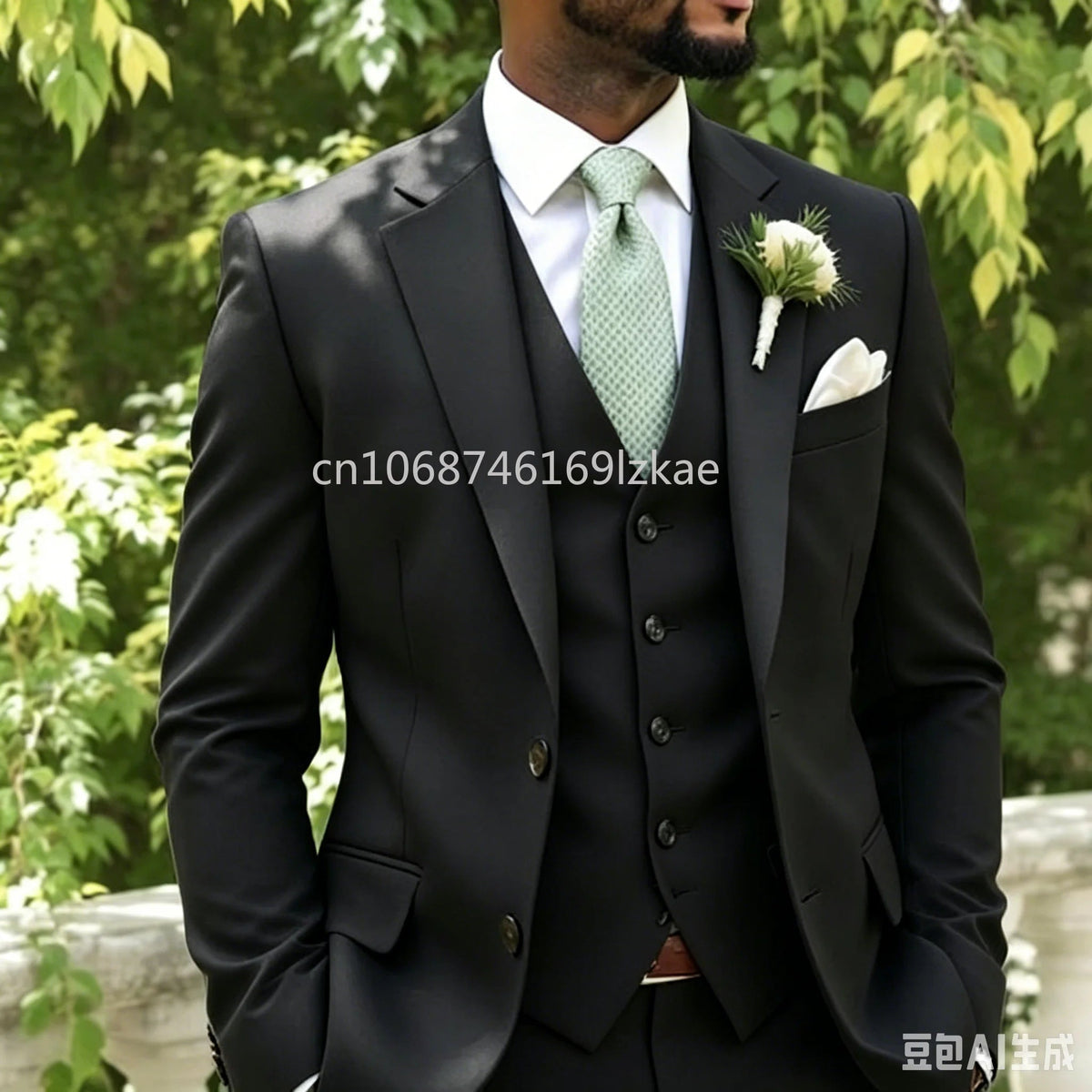 Sage Green Three-Piece Men's Wedding Suit - Luzilly Bridal & Apparel