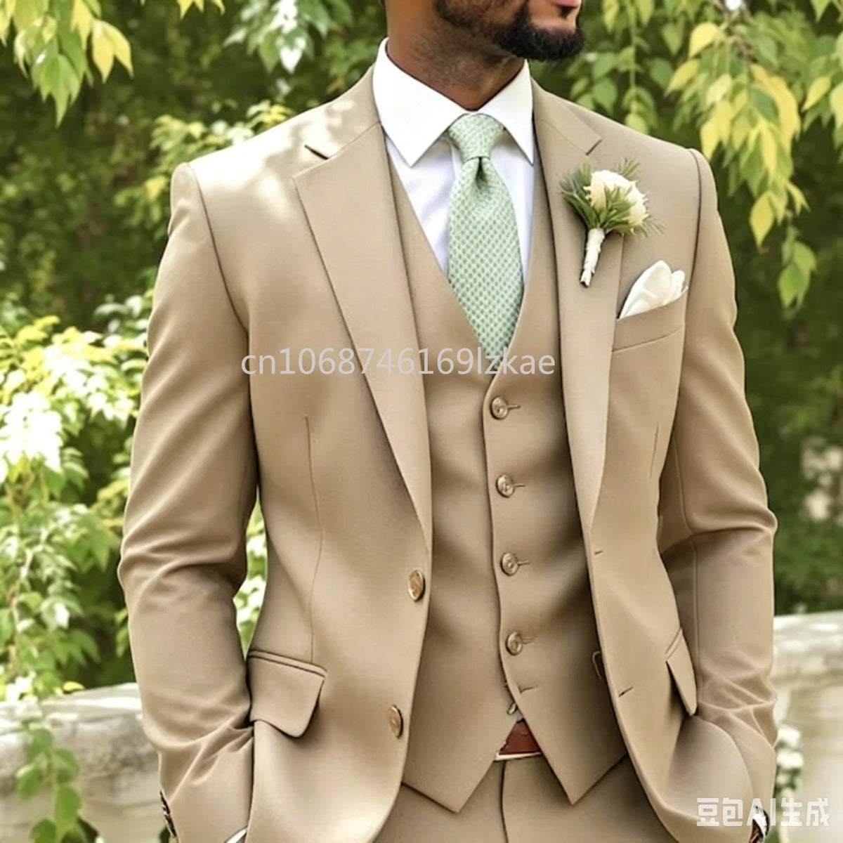 Sage Green Three-Piece Men's Wedding Suit - Luzilly Bridal & Apparel