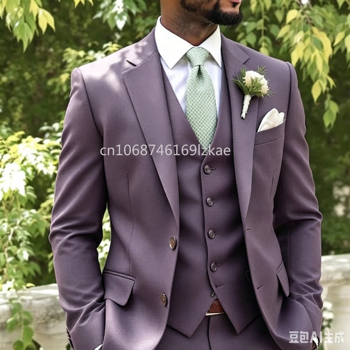 Sage Green Three-Piece Men's Wedding Suit - Luzilly Bridal & Apparel