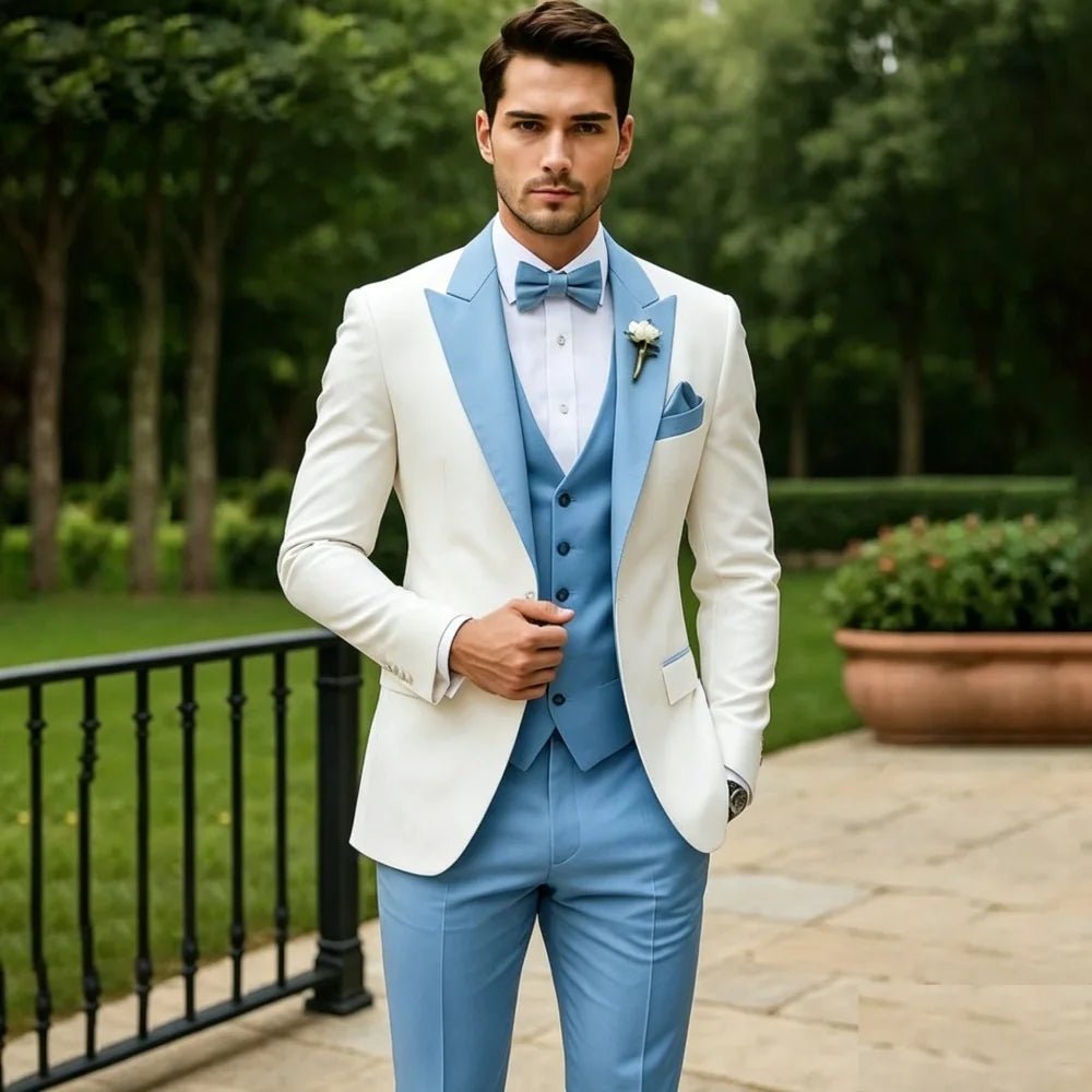 Sage Green Three-Piece Slim-Fit Groom Tuxedo - Luzilly Bridal & Apparel