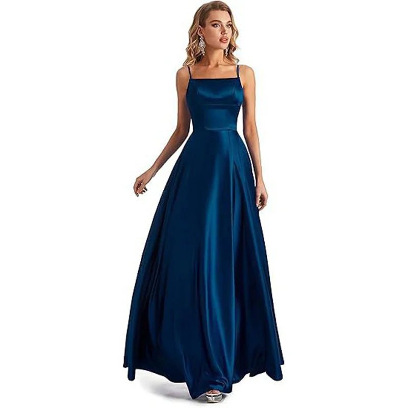 Satin A-Line Bridesmaid Dress with Slit - Luzilly Bridal & Apparel
