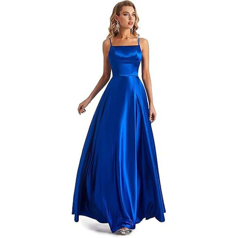 Satin A-Line Bridesmaid Dress with Slit - Luzilly Bridal & Apparel