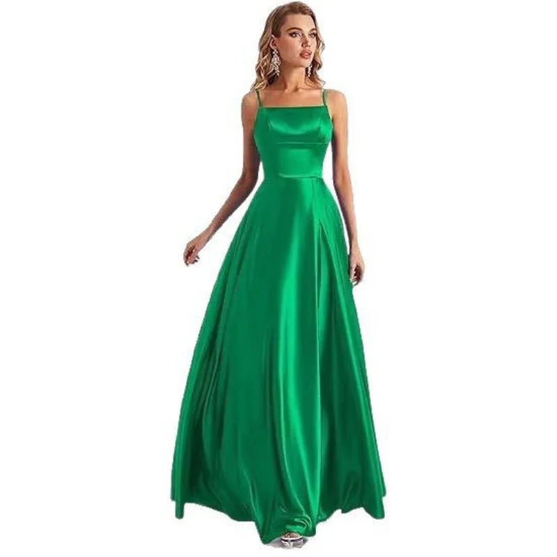 Satin A-Line Bridesmaid Dress with Slit - Luzilly Bridal & Apparel