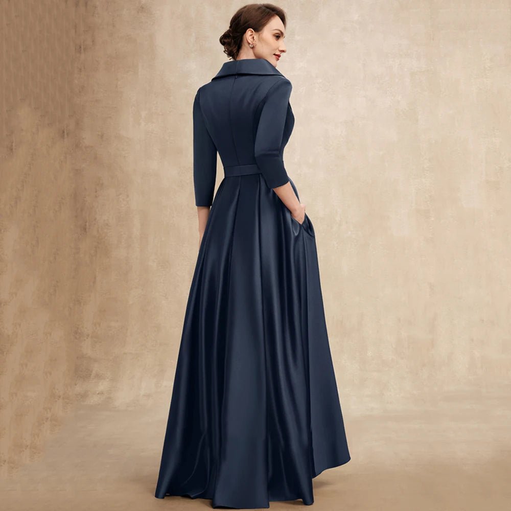 Satin A-Line Mother of the Bride Dress with Bow Belt - Luzilly Bridal & Apparel