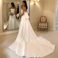 Satin A-line Wedding Dresses Strapless with Chapel Train EDL690 - Luzilly Bridal & Apparel