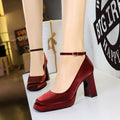 Satin Ankle-Strap Platform Heels - Luzilly Bridal & Apparel