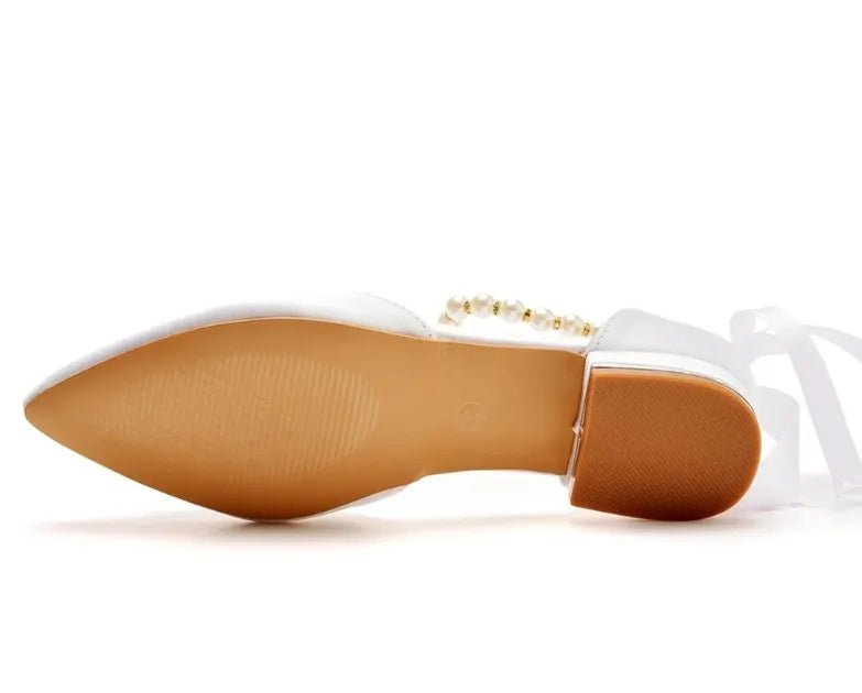 Satin Beaded Flat Pointed-Toe Bridal Sandals - Luzilly Bridal & Apparel