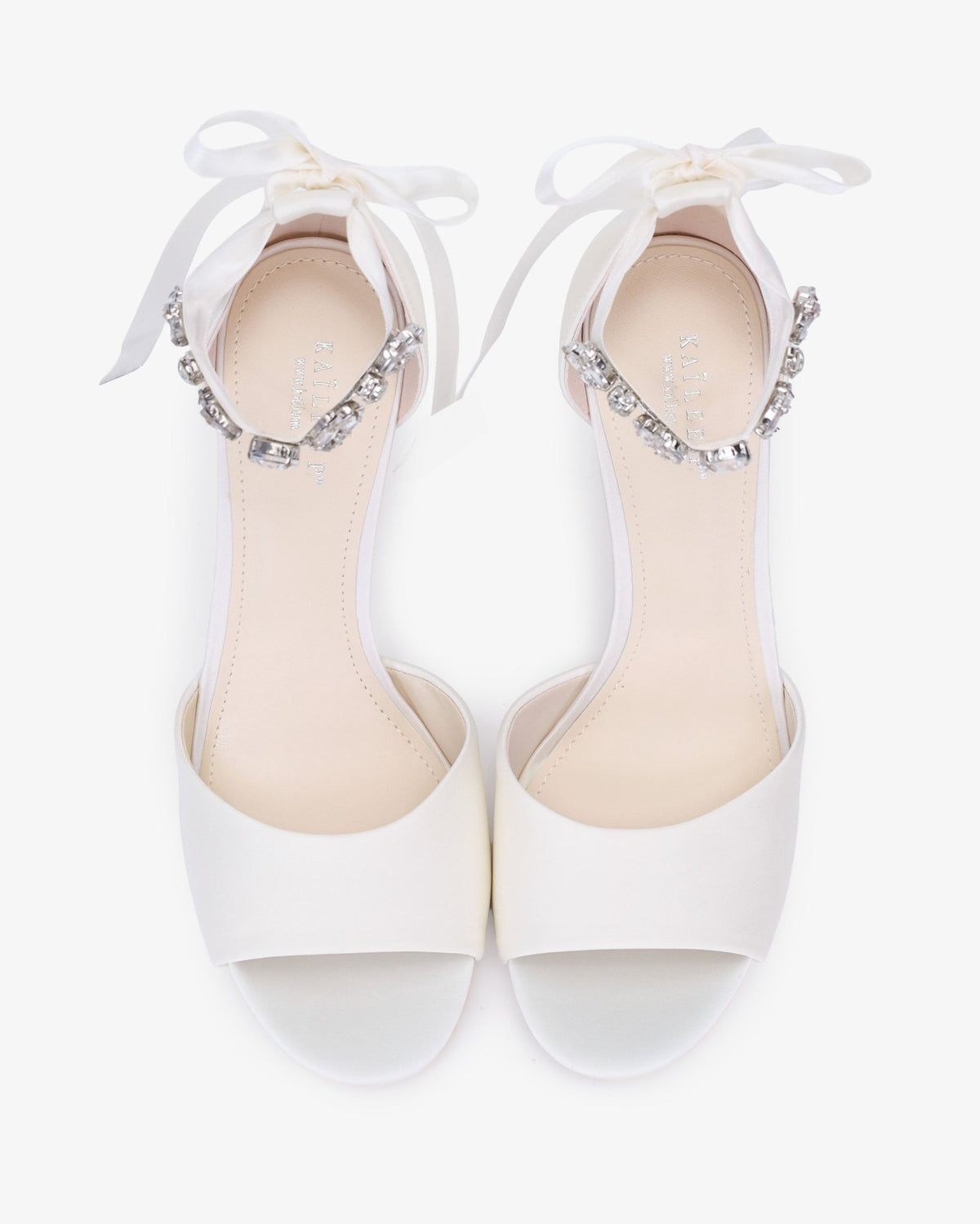 Satin Block Heel Wedding Sandals with Navette Cluster Rhinestones Strap - Luzilly Bridal & Apparel
