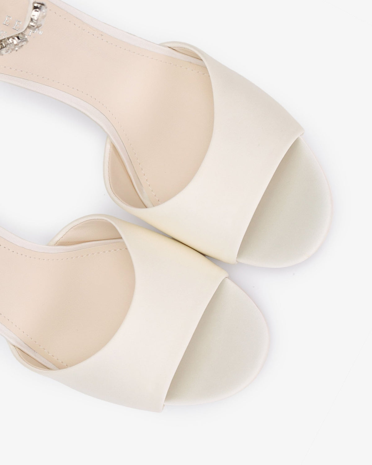 Satin Block Heel Wedding Sandals with Navette Cluster Rhinestones Strap - Luzilly Bridal & Apparel