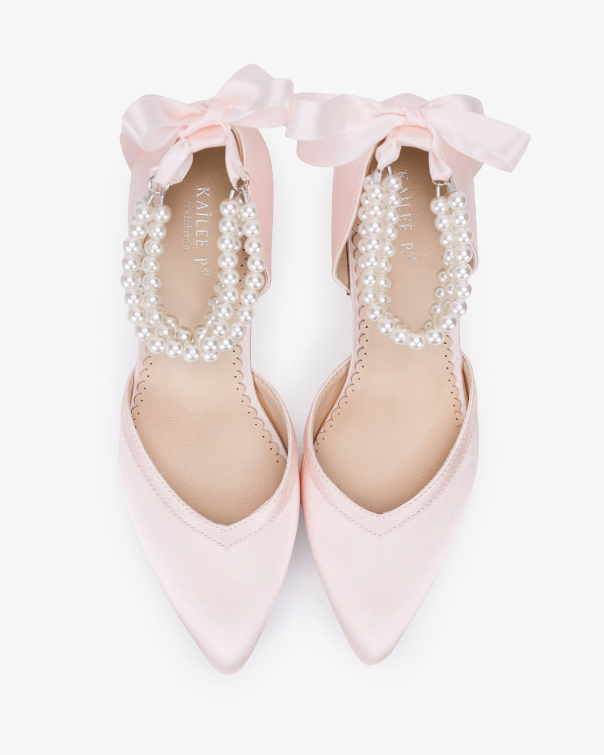Satin Block Heels Evening Shoes with Trinity Pearls Wrap - Luzilly Bridal & Apparel