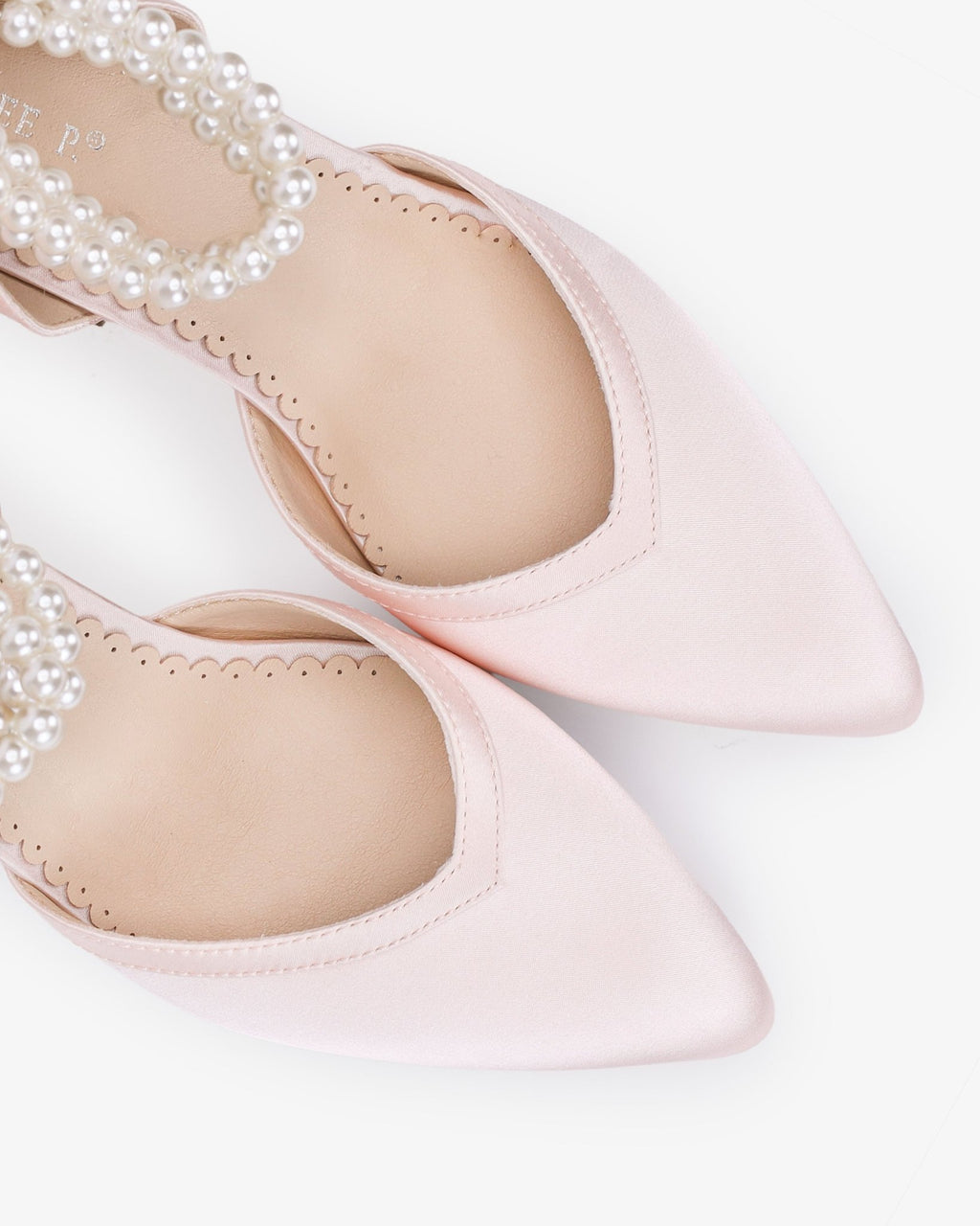 Satin Block Heels Evening Shoes with Trinity Pearls Wrap - Luzilly Bridal & Apparel