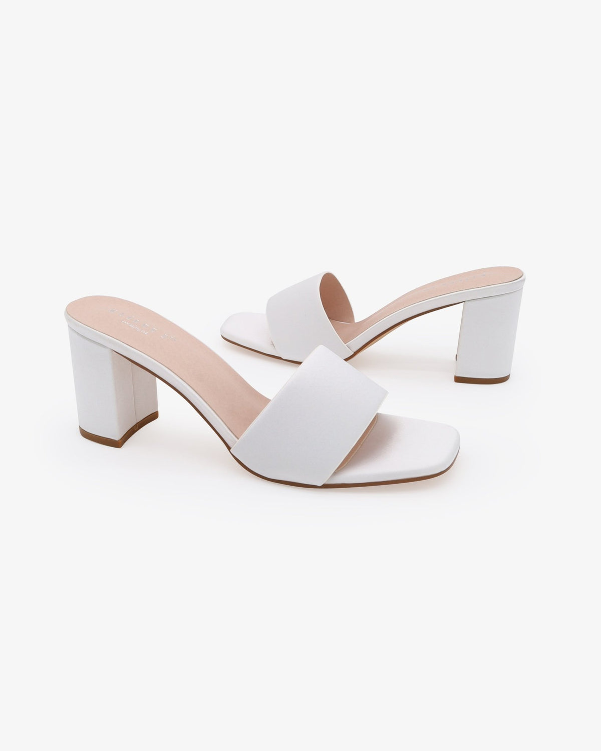 Satin Block Heels Slide Wedding Sandals - Luzilly Bridal & Apparel