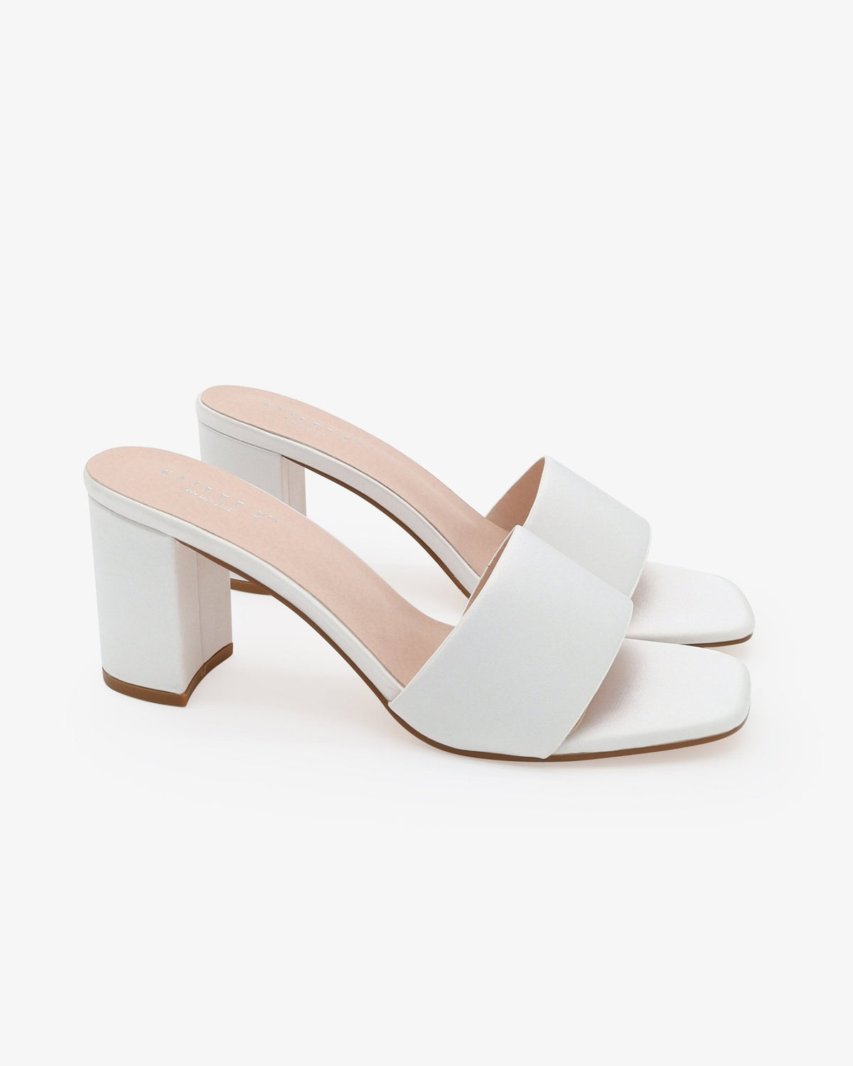 Satin Block Heels Slide Wedding Sandals - Luzilly Bridal & Apparel
