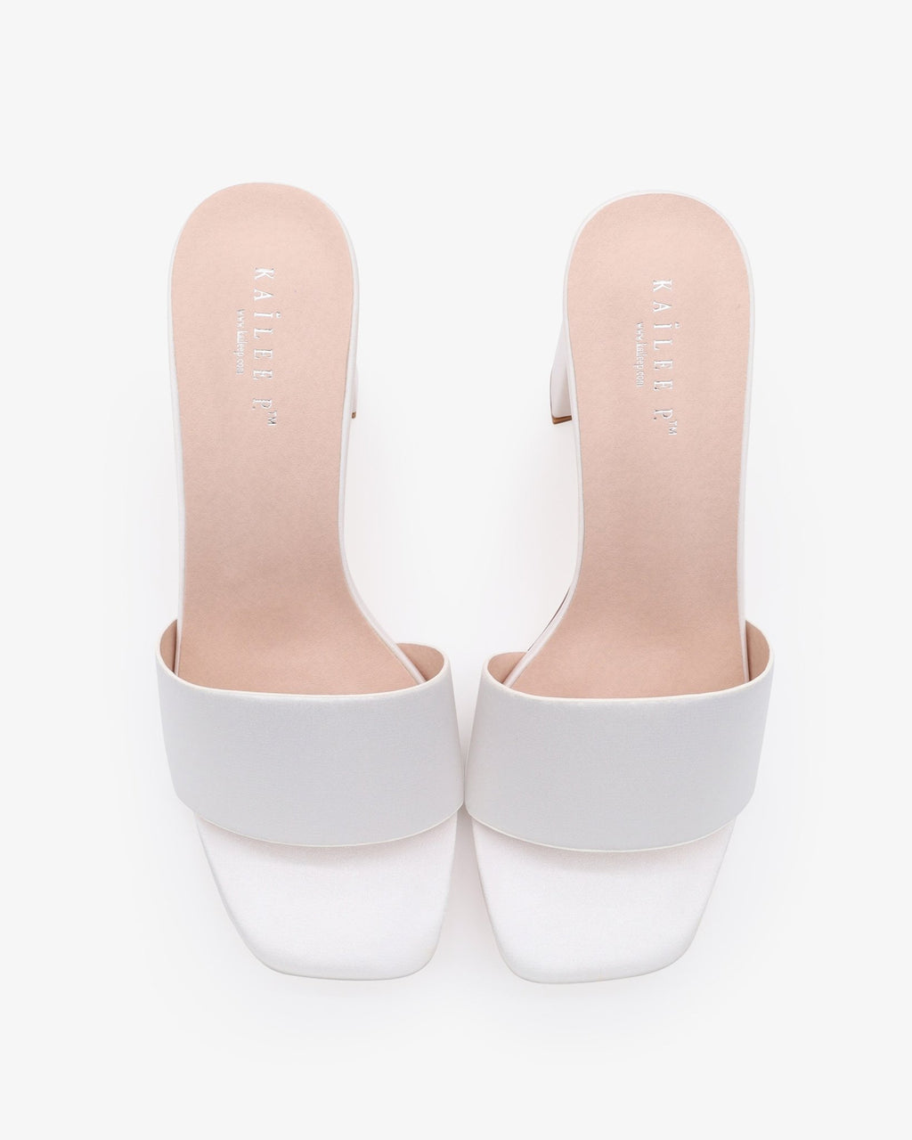 Satin Block Heels Slide Wedding Sandals - Luzilly Bridal & Apparel