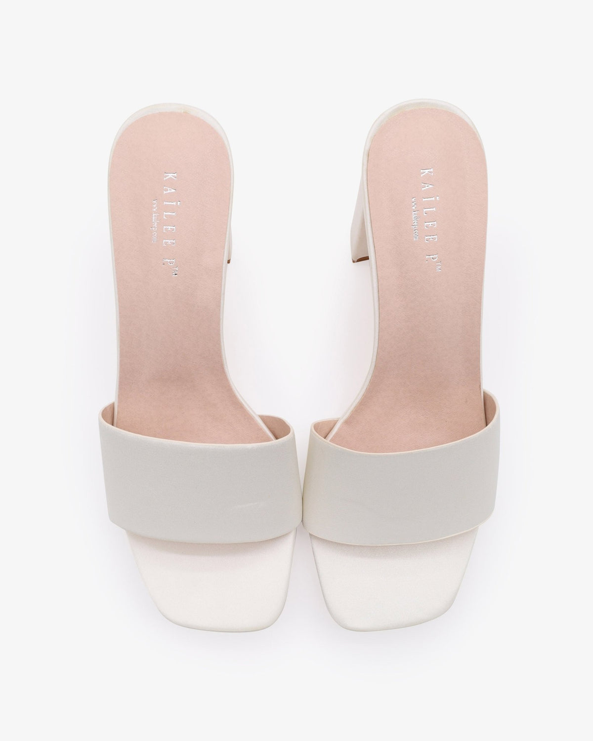 Satin Block Heels Slide Wedding Sandals - Luzilly Bridal & Apparel