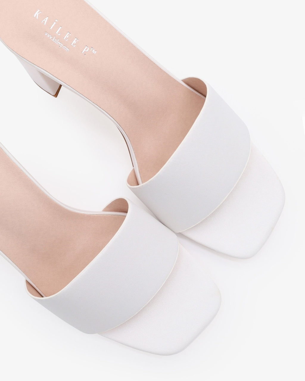 Satin Block Heels Slide Wedding Sandals - Luzilly Bridal & Apparel