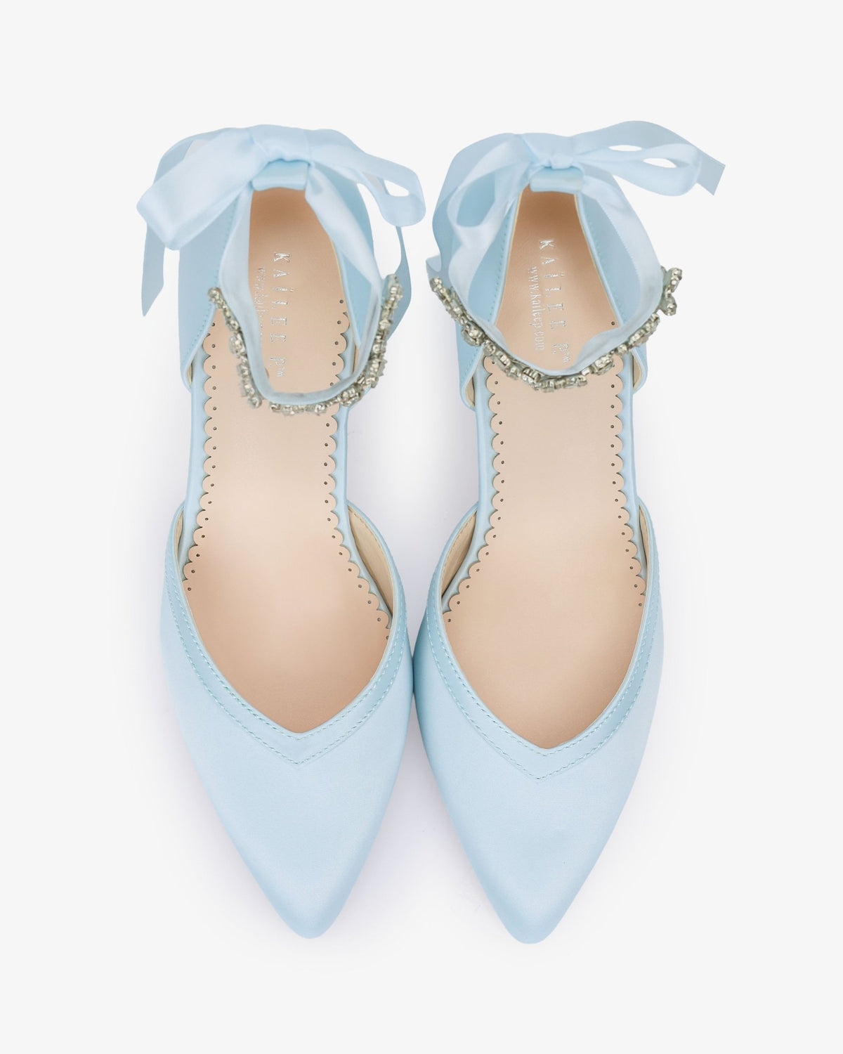 Satin Block Heels Wedding Shoes with Floral Rhinestones Ankle Strap - Luzilly Bridal & Apparel